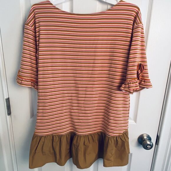 Anthropologie Maeve Top Womens Size Large Ruffle Peplum Blouse L Stripe - Picture 8 of 8